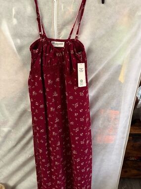 No Boundaries Wine Red Floral Smocked Midi Dress